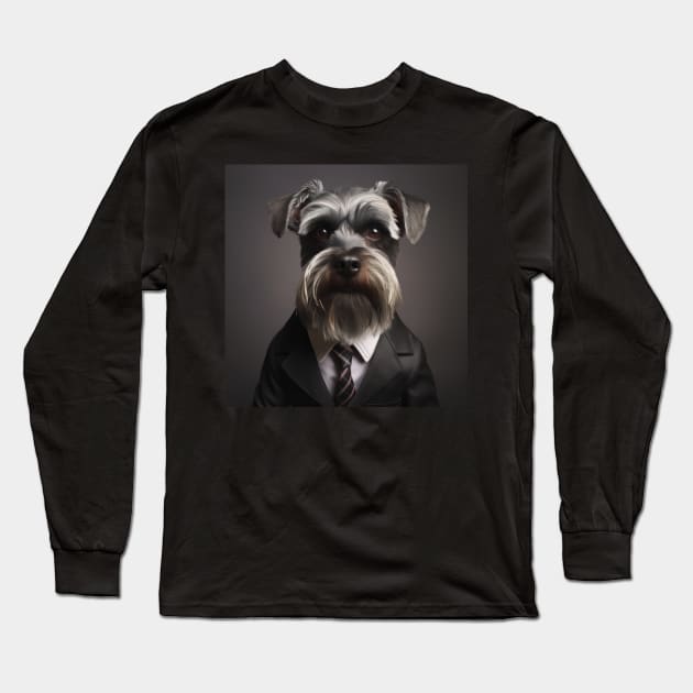 Miniature Schnauzer Dog in Suit Long Sleeve T-Shirt by Merchgard